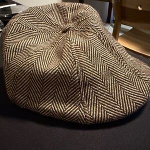 Classic Brown Herringbone Flat Cap